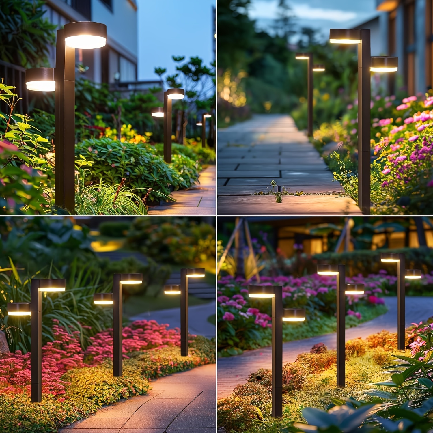 TEMU 4/8/12 Pack Solar Pathway Lights Outdoor, Dual-head Led Solar Lights Outdoor Ipx5, 24 Led Beads Outdoor Solar Garden Lights For Yard Path