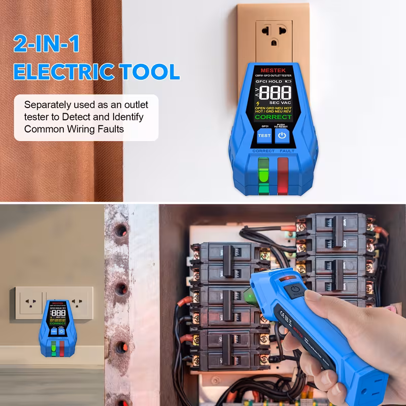 cbf01 2 in 1 circuit breaker finder electric tester ac 120v detect common wire faults us plug gfci outlet tester outlet meter lock indicator with led display electrical circuit tracer tool circuit breaker fuse quick recognizer no battery Product details 5
