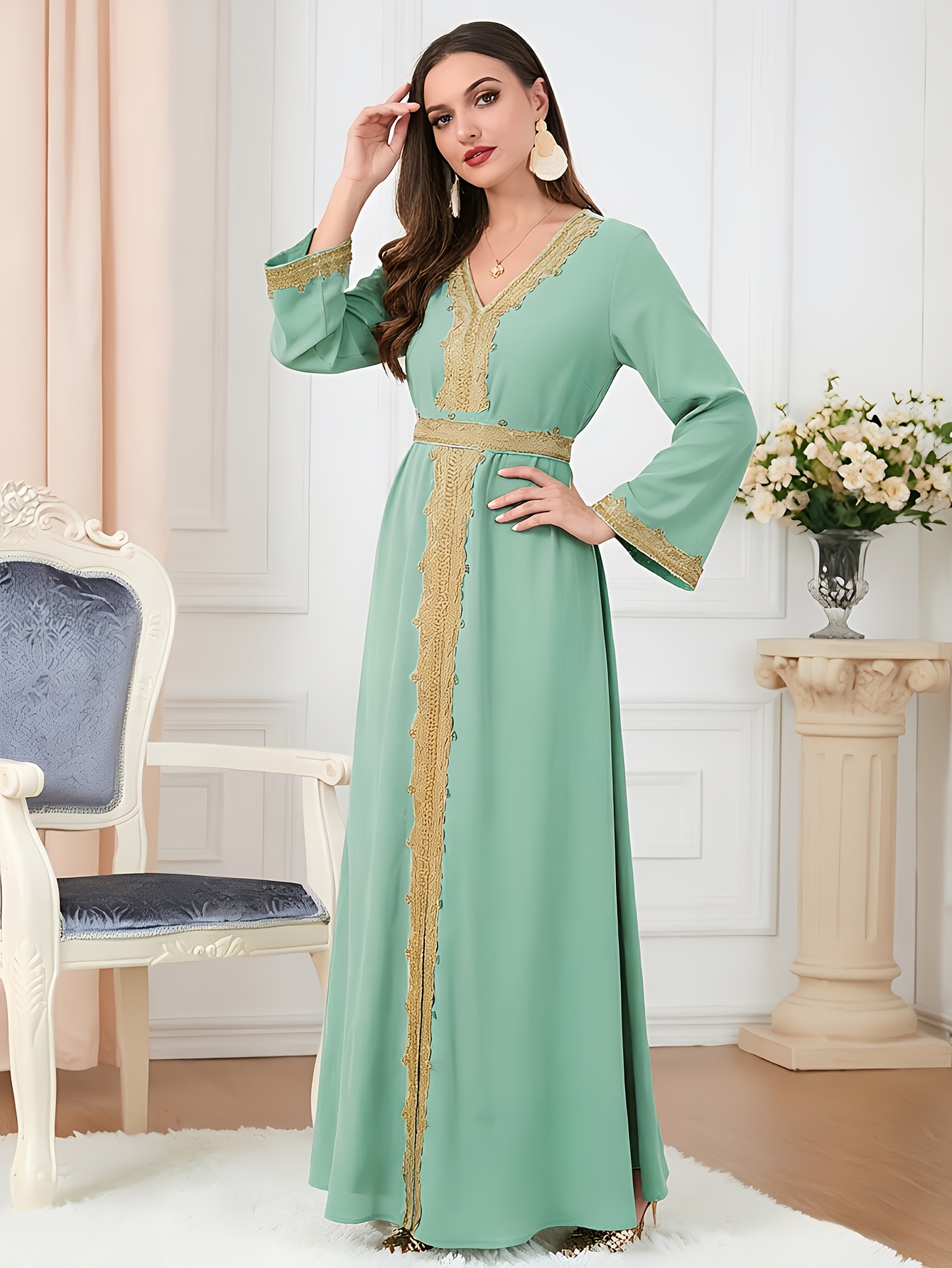 abaya elegant dress with belt Jameela Lavender Classic Open Abaya 3pcs Set (Inner, Belt & Hijab) – Elegant  Modest Wear for Women main image 0
