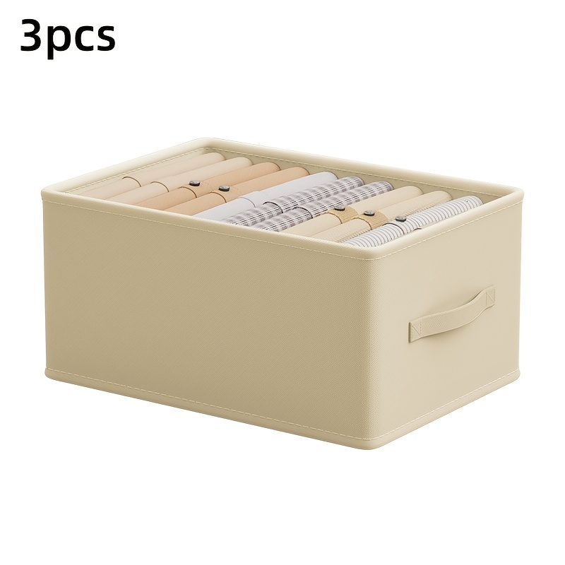 TEMU 3pcs Set Extra Large Capacity Storage Box With Lid, Dustproof And, Multi-functional Wardrobe Organizer, Foldable Design For Space Saving,