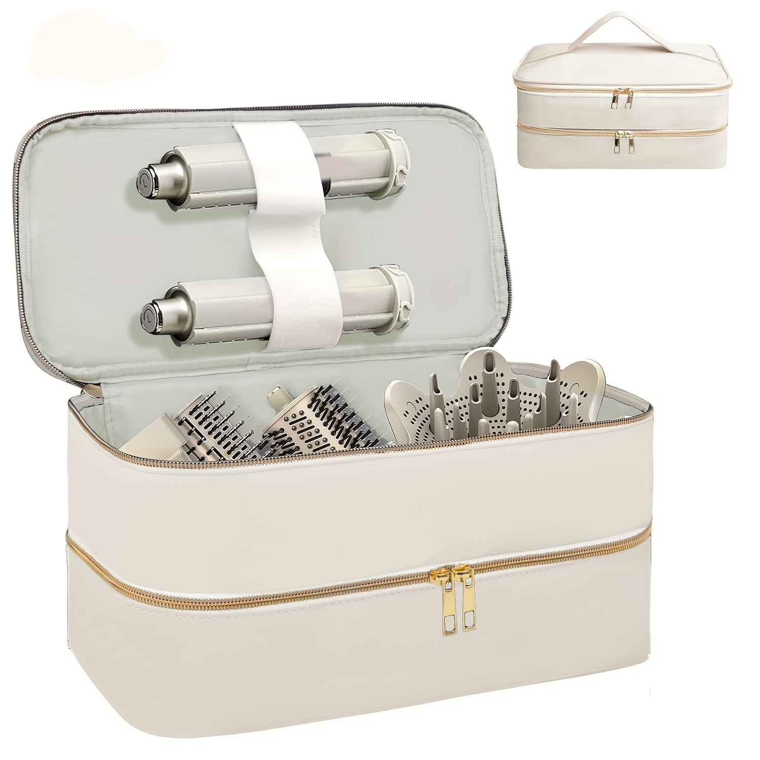 TEMU Double Layered Travel Bag, Double Layered Hair Accessory Travel Bag, Rocking Hair Styling Suitcase, Suitable For Hair Dryers/shark / And Hair