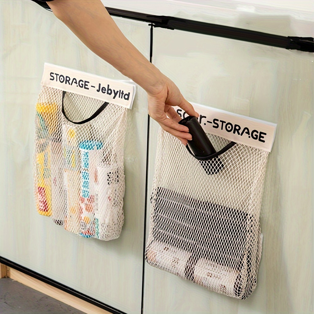Mesh Plastic Bag Holder Household Kitchen Cabinet Door - Temu
