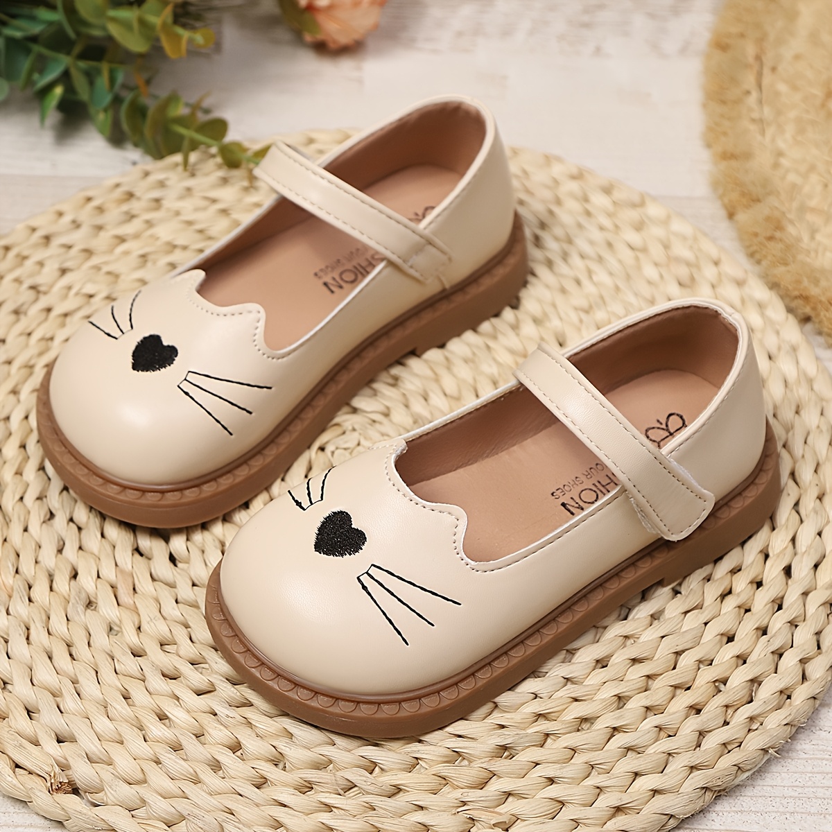 embroidered cat face girls shoes versatile Temu Australia