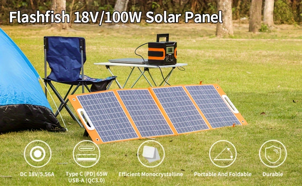 Panel Solar 40w Flexsolar Cargador Solar Portátil De 40 W Negro 18v 18v