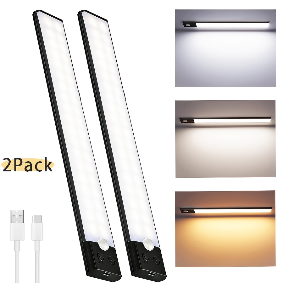 2pcs Ultra-Thin LED Light with Motion Sensor & Steady On Mode