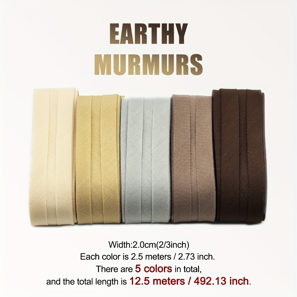 5-rolls, 2/ 3inch Width × 13.6yard Length Matte Slit Edge Binding Tape - Rolling Edge Fabric For Apparel & Home Textile Edge Finishing, Handmade Accessories