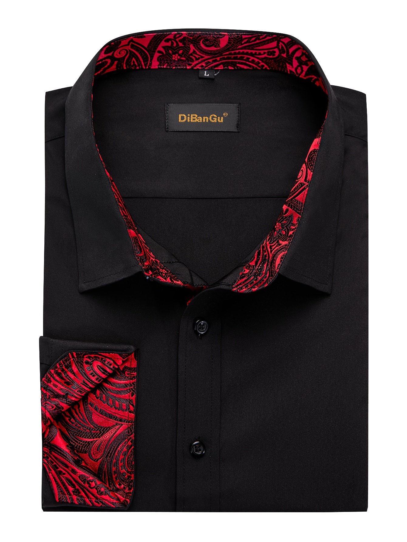 fashion mens black shirt contrast collar casual tops wedding