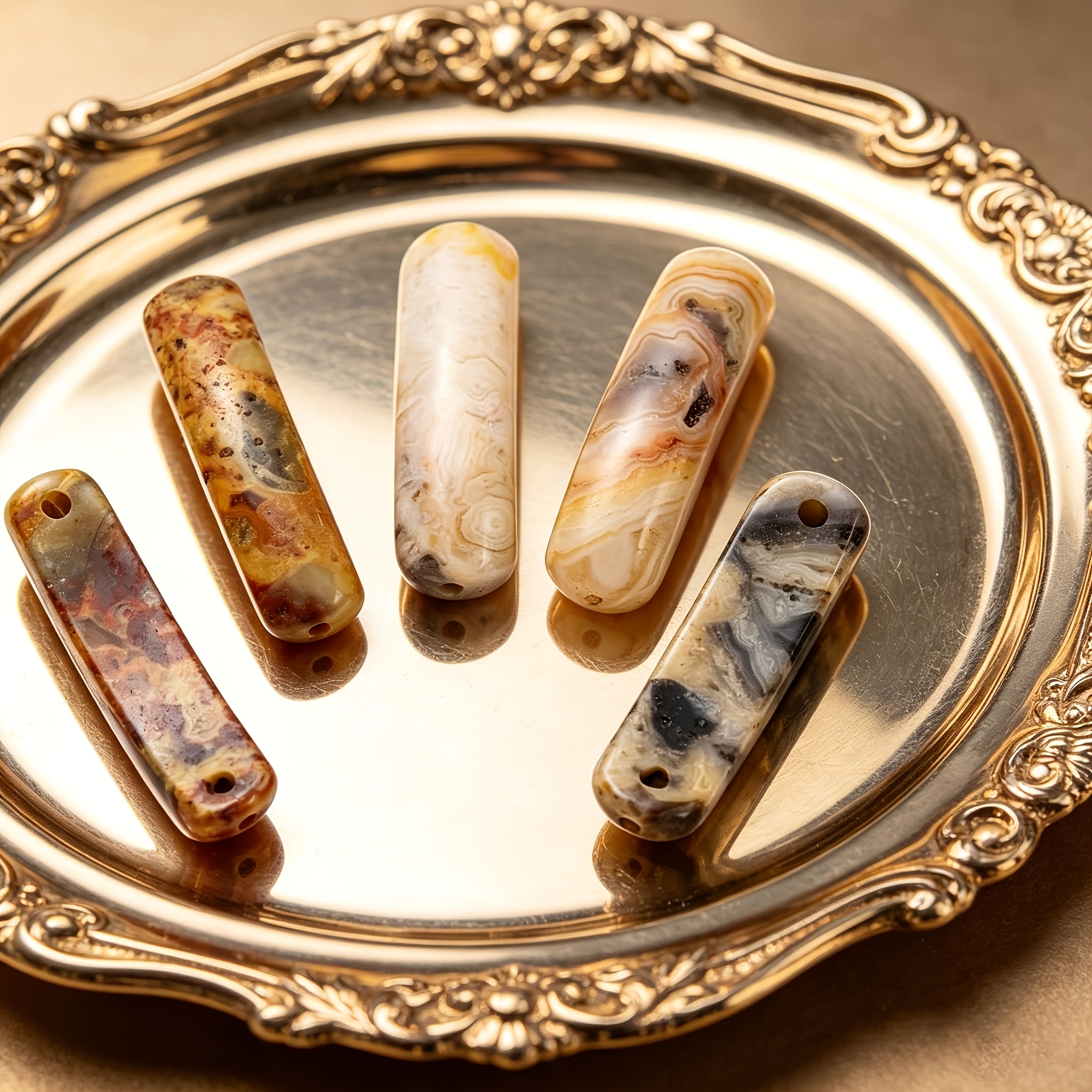 Natural Agate Stone Curved Rectangle Beads for Jewellery Making