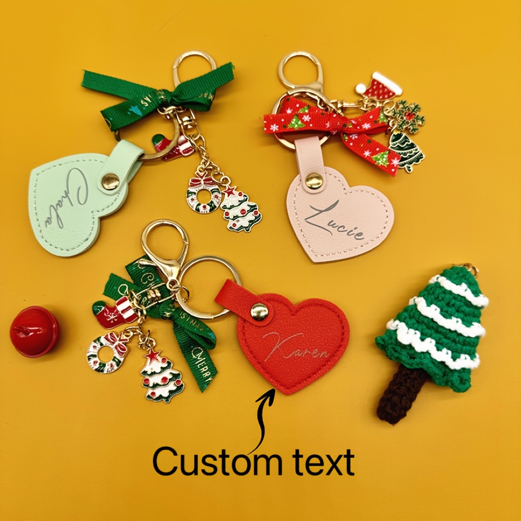 

Customizable Christmas Keychain Bow, Christmas Tree, , , Hat, Wreath - Personalized Keyring - -shaped Keychain