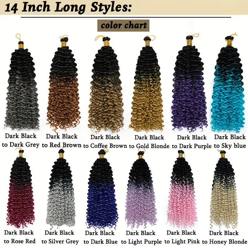 14inch 35cm handmade 3packs afro water wave crochet hair deep wave weaving braid synthetic hair extensions hairpiece ocean braids hairpieces ombre bundles bulk hair halloween christmas use for details 3