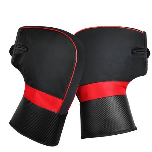 imagen del artículo 1 par de fundas para manillar de moto, guantes térmicos de invierno, guantes impermeables de pu para bicicleta eléctrica