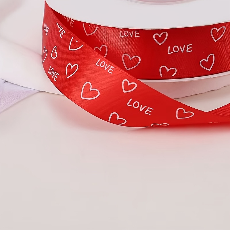 TEMU Nastro stampato a forma di cuore 108 pollici, nastro in poliestere, per San Valentino, confezione regalo con fai da te, nastro per decorazione