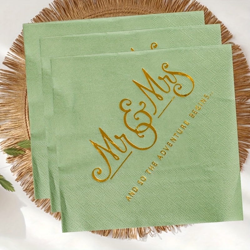 100peças de toalhetes de casamento elegantes em verde com design     - toalhetes de papel descartáveis para chás de panela e recepções, perfeitos para decorações de mesa, suprimentos de festas de  ,   casamento | design de toalhetes elegantes | toalhetes de papel duráveis, decorações de casamento