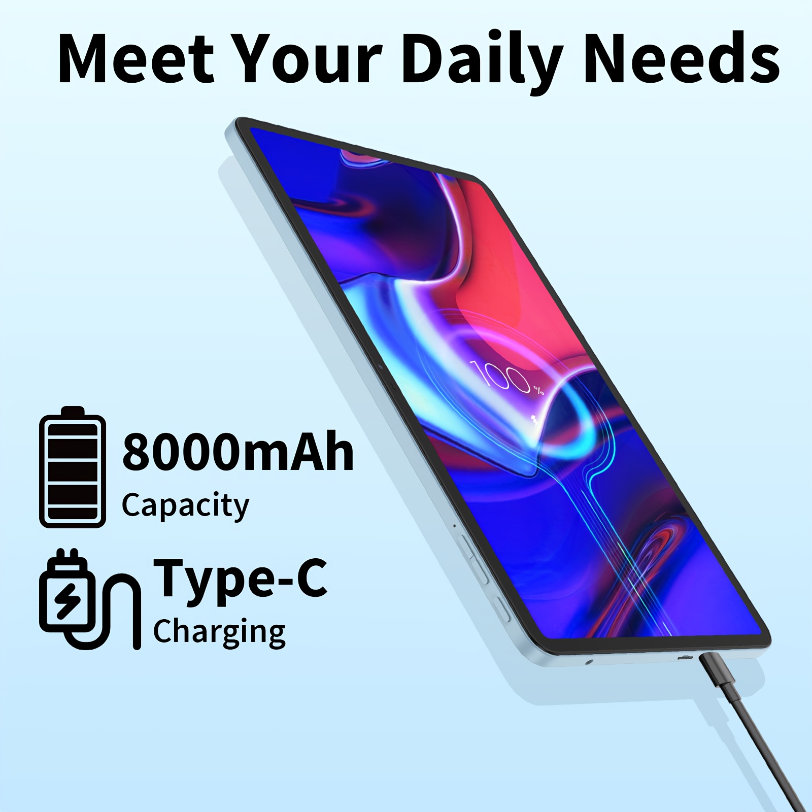 QDDQ 10 Inch/11 Inch Tablet Android 14, 2-in-1 Tablet With Keyboard, Mouse, Case, Stylus, 256GB Storage, 12GB(6GB+6GB Expanded) For RAM, Supports Expansion Of 1TB (TF Card Not Included), FHD IPS Touch Screen, 5+8MP Dual Camera, WiFi, Type-C (Without Adapter), Tablet, Pad
