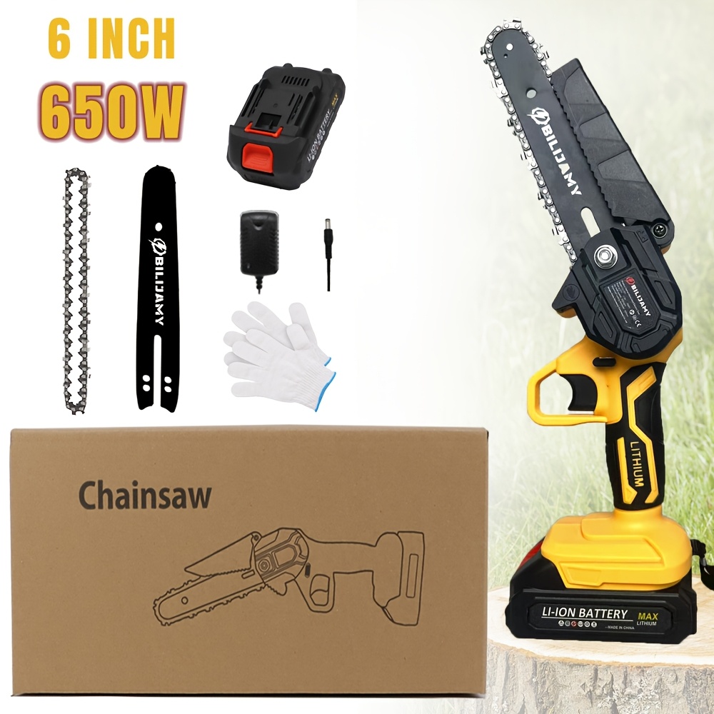 TEMU 6-inch Cordless Saw, Handheld Lightweight Electric Branch Saw, With Splash Guard, Safety Lock, Rechargeable Battery, Safe Pruning, Suitable For