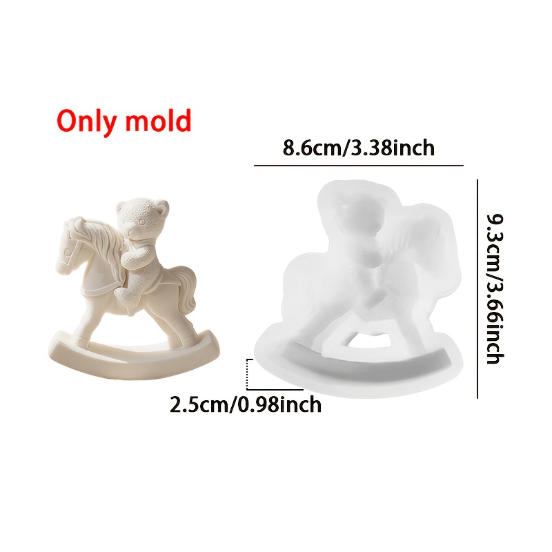 TEMU Stampo in silicone resina - Stampo in silicone per cavallo a dondolo orsetto, di cera in gel, gesso, , stampo a , ornamento, strumento in