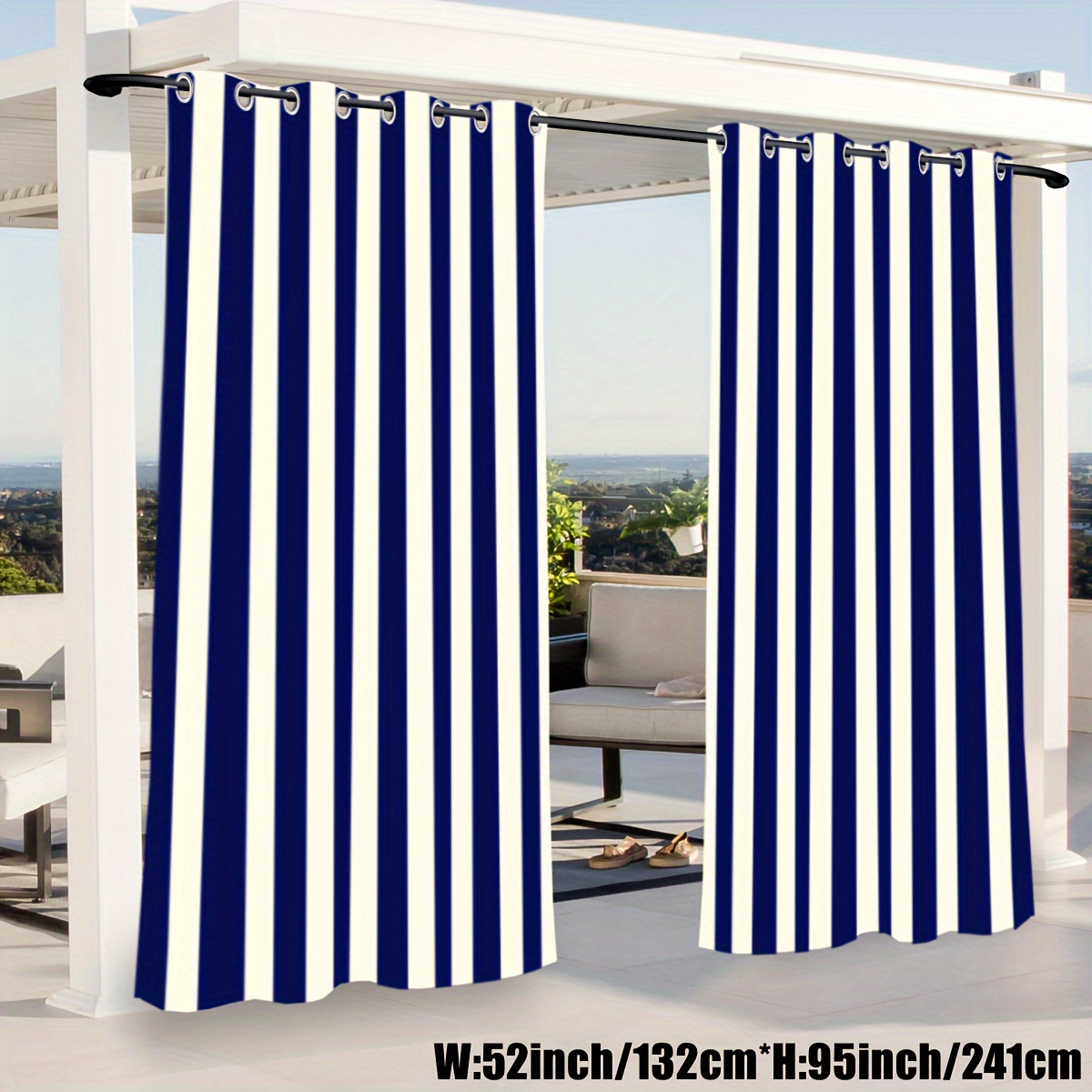 contemporary striped outdoor curtains water resistant - Temu, image size:1200x1200