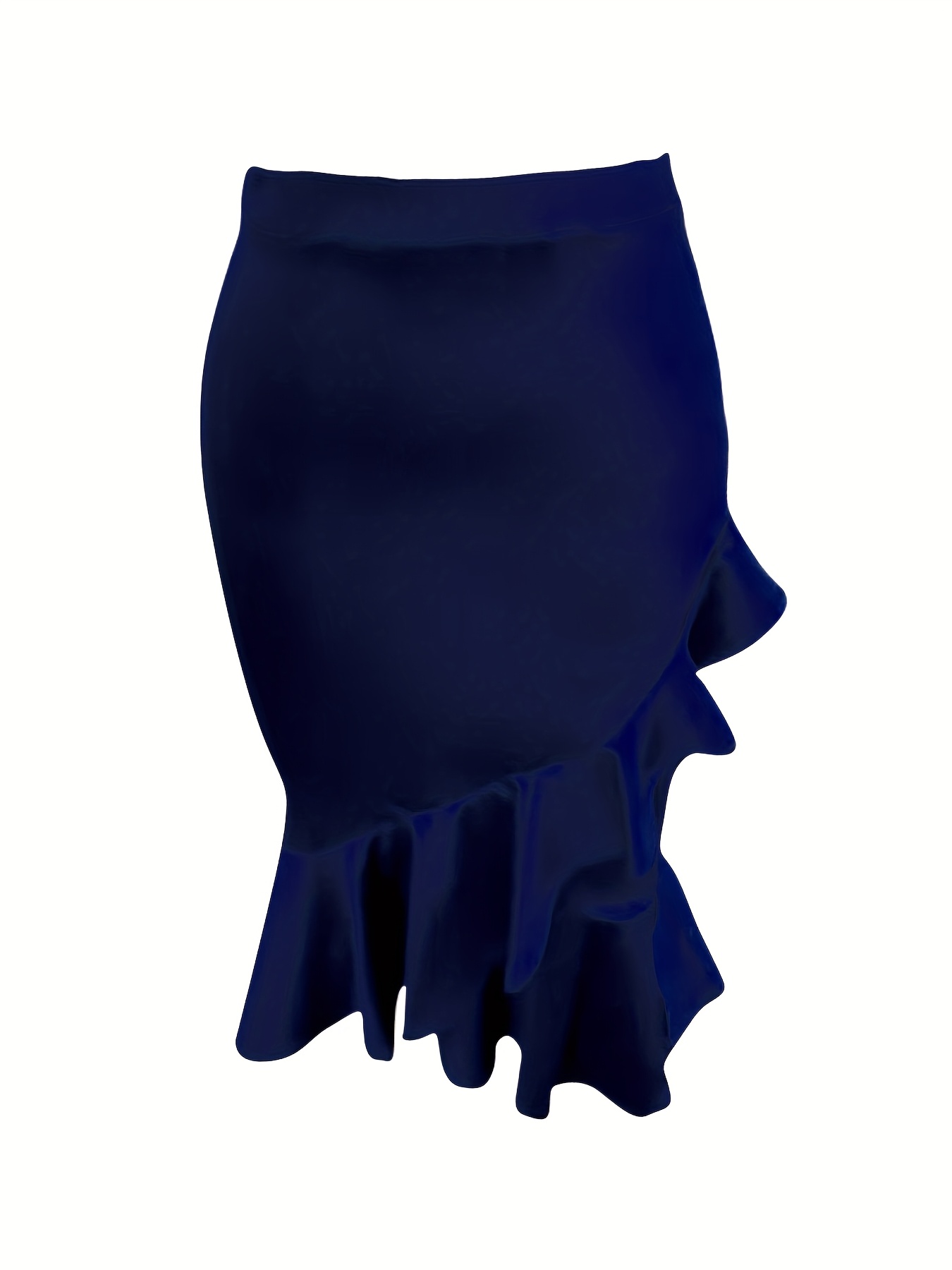 womens navy blue a line skirt flared leaf like hem wrinkle Temu