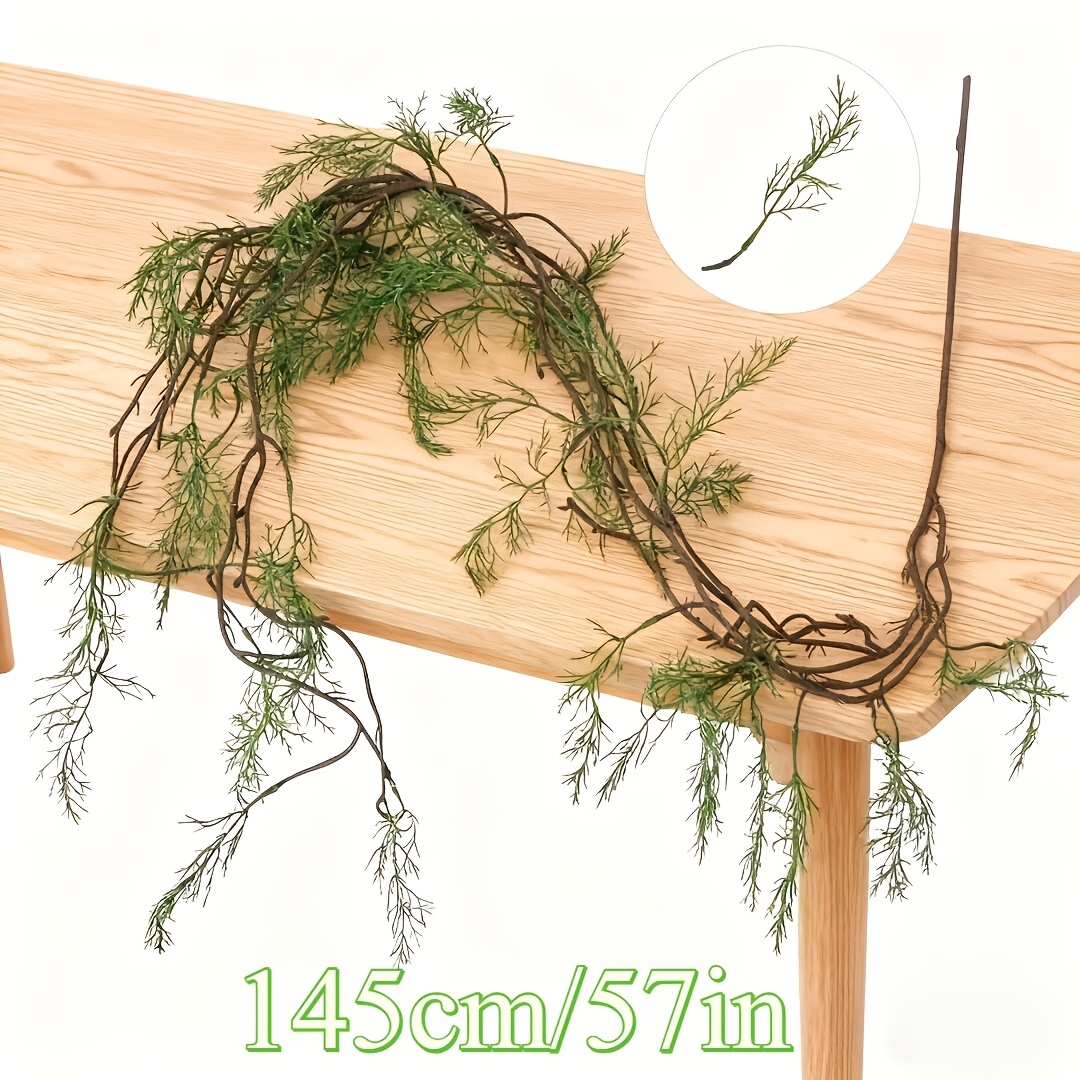 57-inch Artificial Vines Branches, Fake Greenery Twigs With Leaves, Decorative Wall-mounted Faux Plants For Home, Wedding