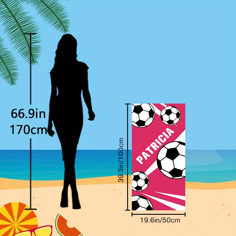 1 kos Personalizirana brisača za plažo z imenom, prilagodljiva nogometna brisača za plažo, velika velikost, super vpojna, ultra mehka, hitro