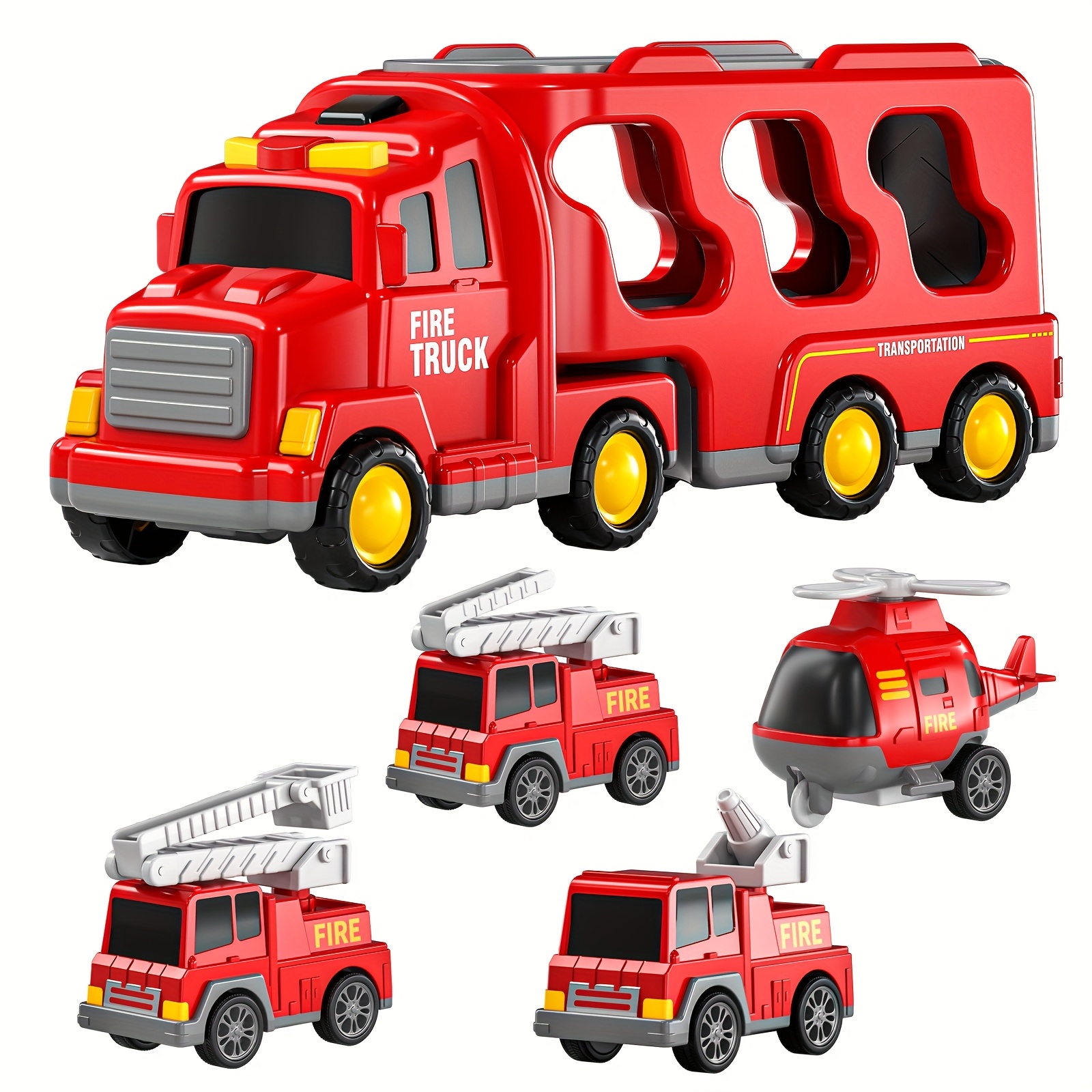 Image of Fire Engine Toy Sets Suitable For Children Over, Fire Engine Toys, Friction Power Vehicle Toy Sets, And Birthday And Festival Toy Gifts For Children [random Accessory Colors]