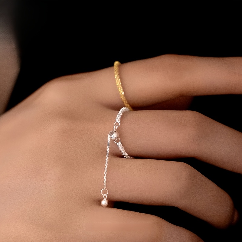 Women's Starry Sky Pull-Through Adjustable Ring, Elegant Design