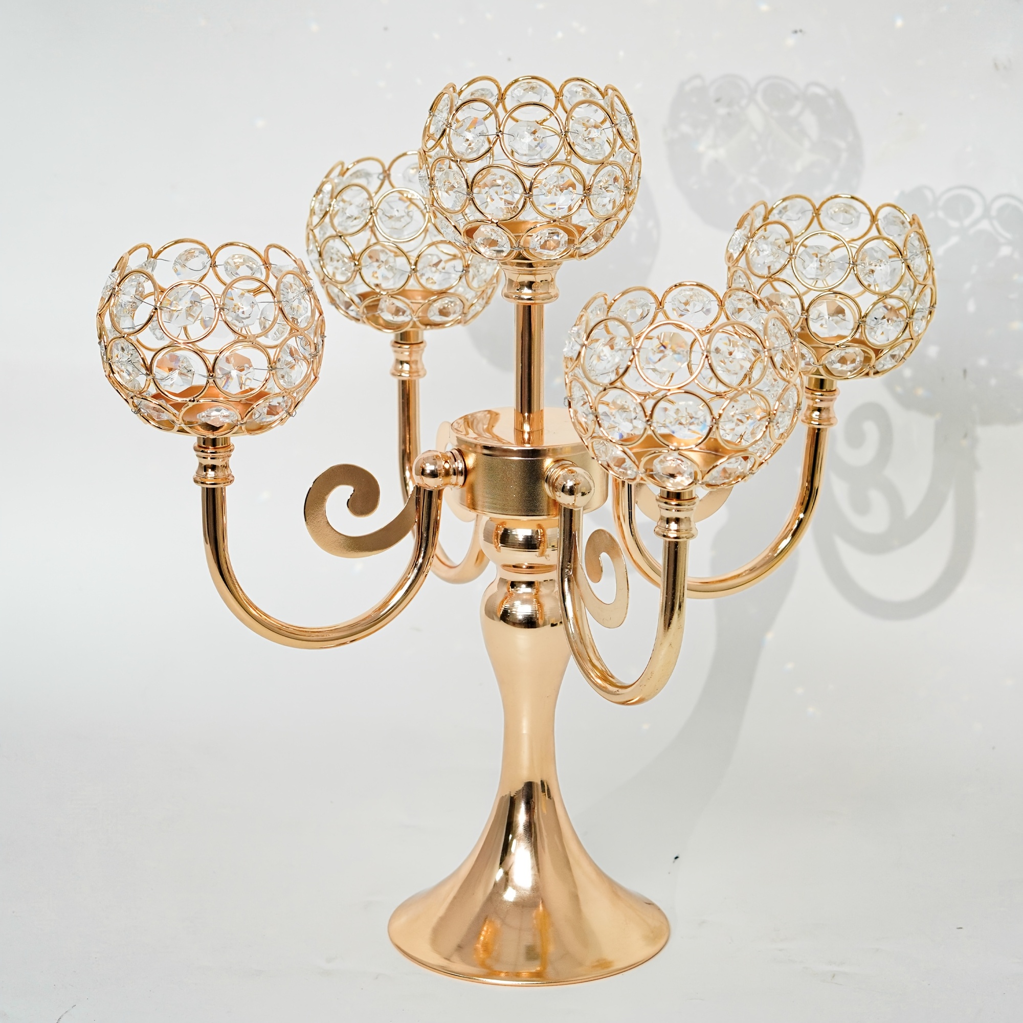 TEMU 5-arm Golden Stainless Candle Holder - 13.39-inch Tall Elegant Table Centerpiece With 5 Sturdy & -like Holders For Weddings, Parties, Banquets -