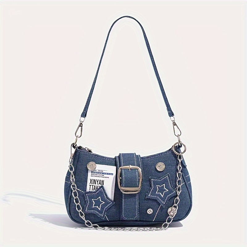 

Denim Armpit Bag Retro Sweet Cool Bag Autumn And Winter New 's Shoulder Bag