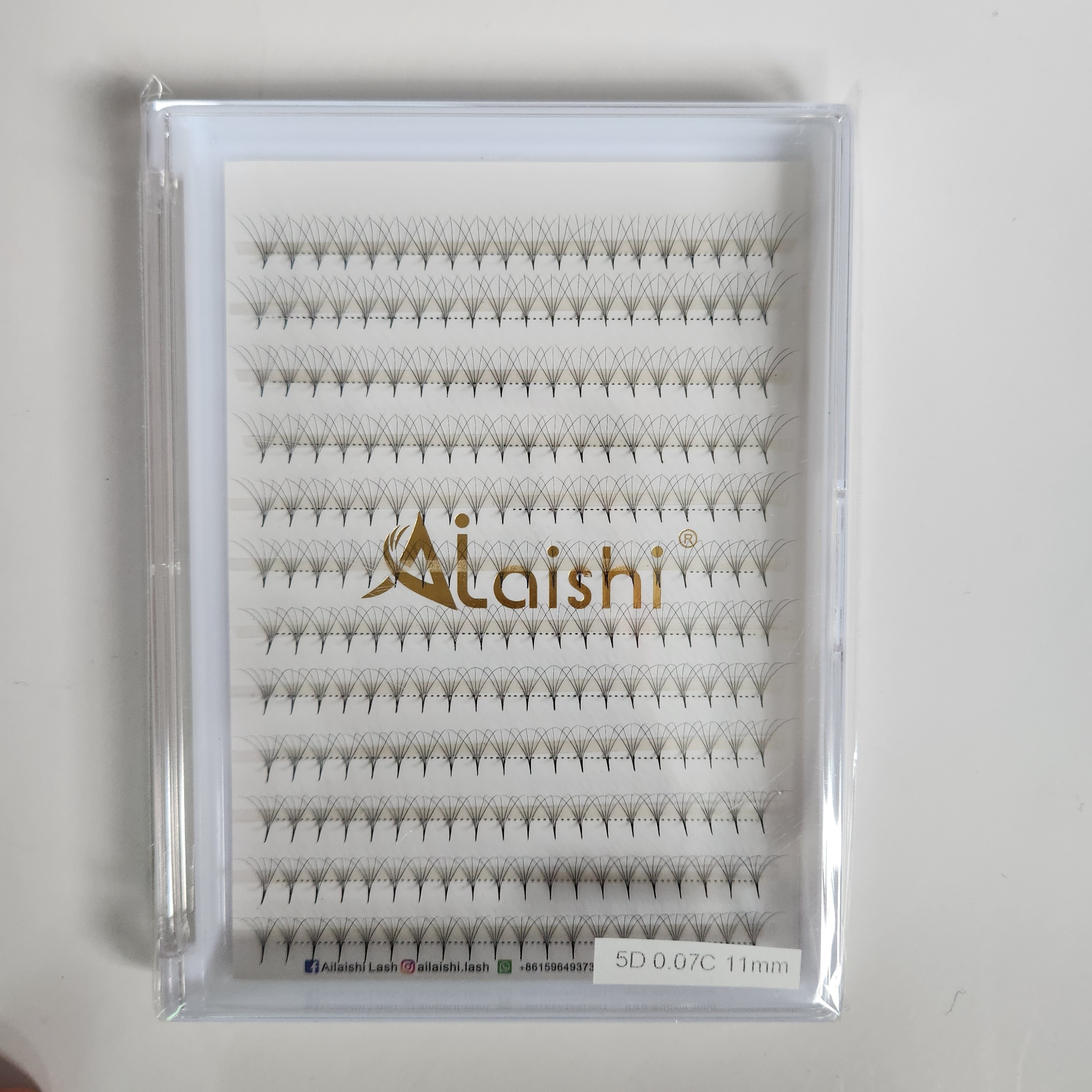 240pcs Ailaishi 5d Premade Volume Fans - Natural Mink Eyelash Extensions, C Curling, 8-13mm, Beginner-friendly, Ultra-thin 0.07mm, In Clear Case