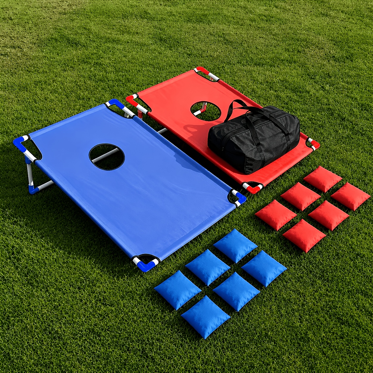 TEMU Jeu de de Sacs de , Kit de Jeu de Cornhole Complet avec 2 Planches, 12 Sacs de , Sac de Rangement et Boîte Cadeau, Jeu de Fête Extérieur pour
