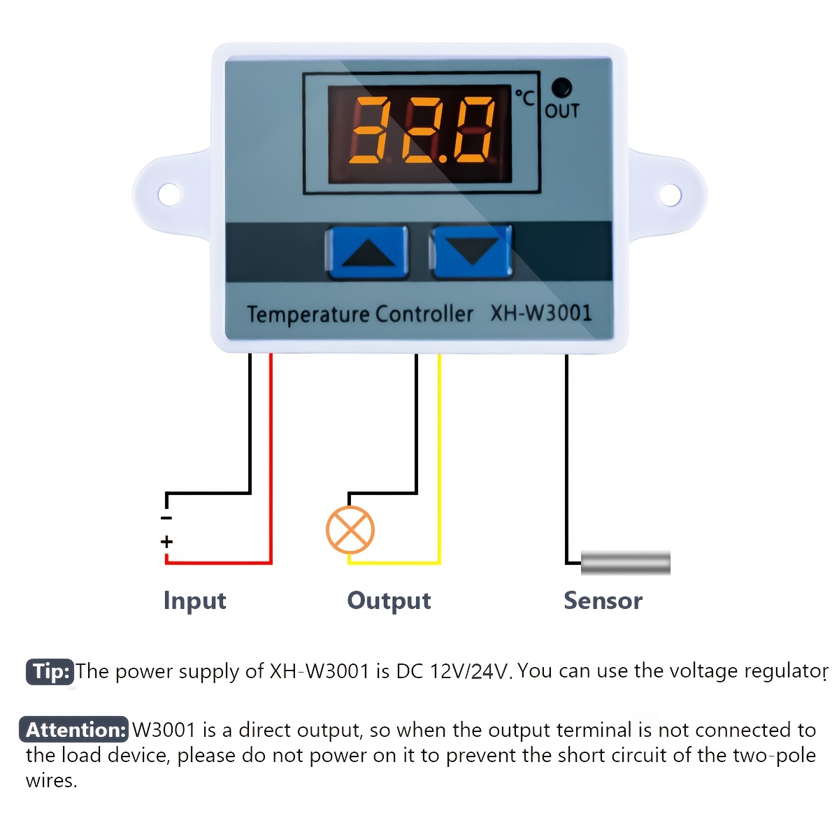 Juego de 4 interruptores de control de temperatura digital XH-W3001, termostato microcomputarizado con sonda NTC, rango de control de -50~110℃, ideal para incubadora, acuario, invernadero, refrigerador y sistemas de calefacción/refrigeración