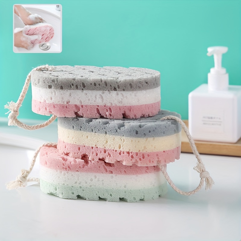 

3- Bath Sponges – Hypoallergenic Exfoliating 3- , & Dry , Long- Bathroom Accessories