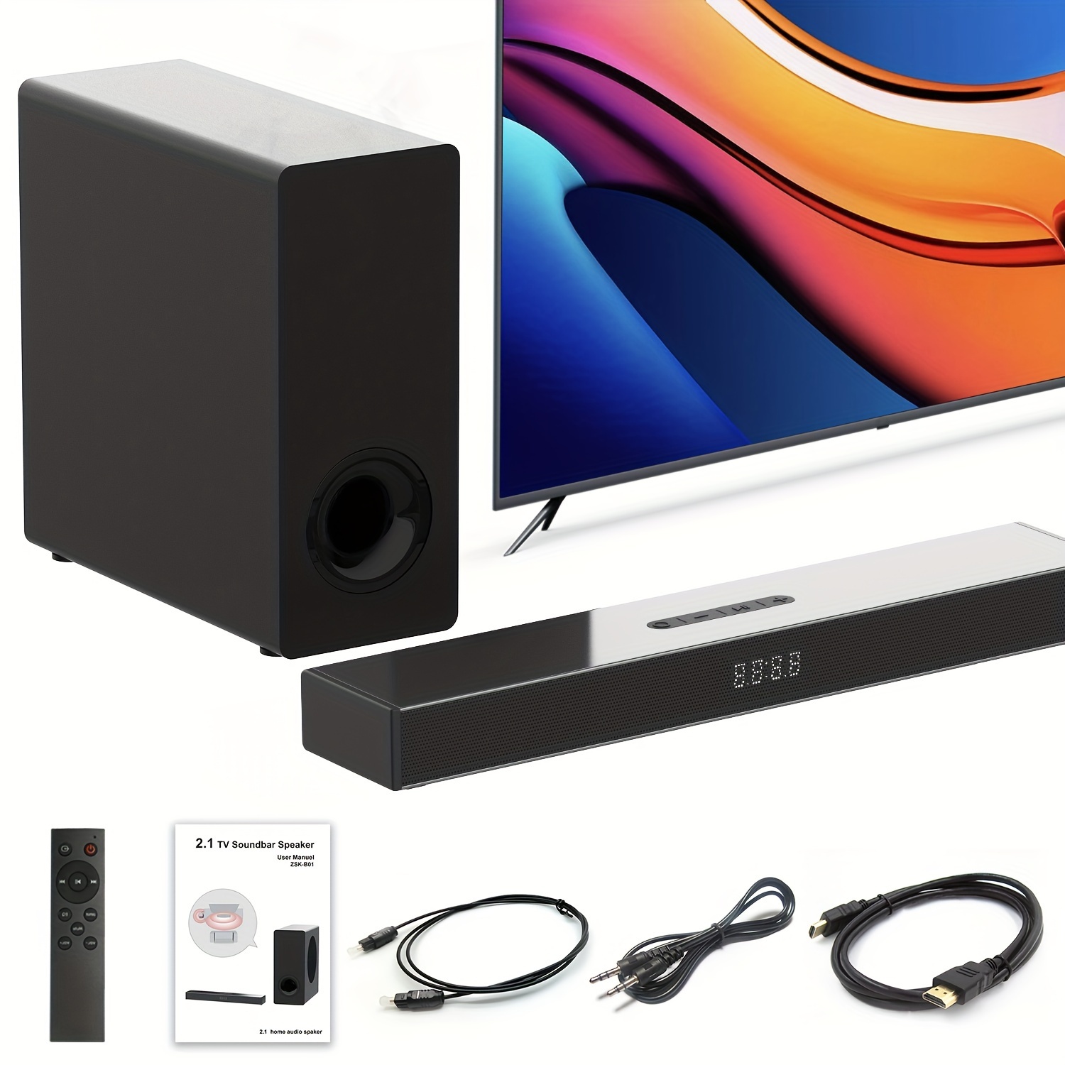 

T V , 3d For Tv Speakers, 2.1 Subwoofer Theater Bar Aux/arc//usb/bt