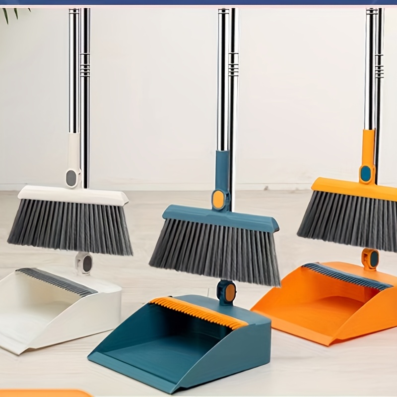 TEMU Set Of 2 Includes A 3-in-1 Broom And Dustpan That Can Rotate And Fold. This Household Broom Is Enlarged And Thickened, Perfect For Cleaning Pet Hair Room Or Bedroom. It Features A