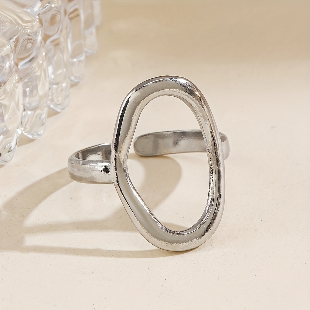 TEMU 1pc Women' Steel Baroque - Hollow Geometric Elliptical Hoop, Elegant Minimalist For Daily Wear, Valentine's Gift, Wedding/party Accessory,