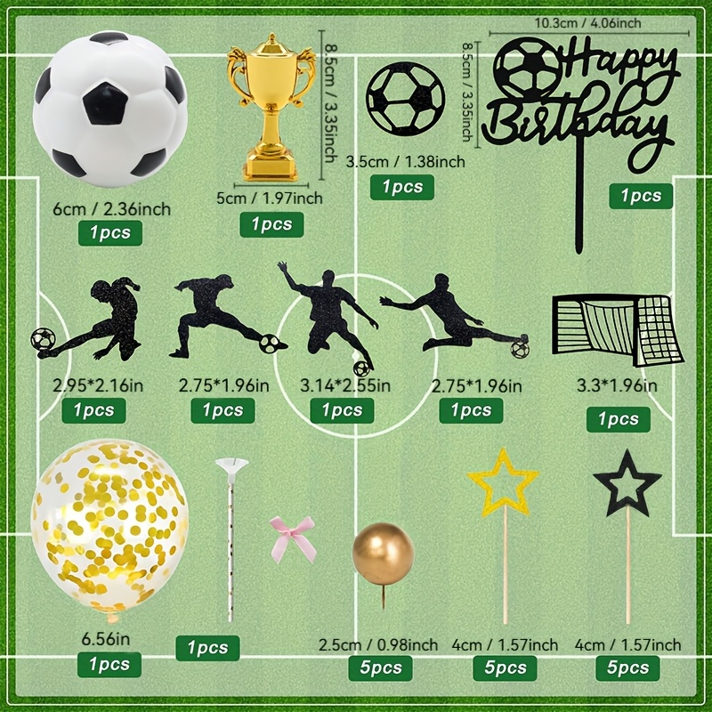 E-shop 26 Stück Fußball Kuchendekorationen, Fußballspieler Kuchendekorationen, geeignet für Fußball Geburtstagsparty und Sport Party Zubehör