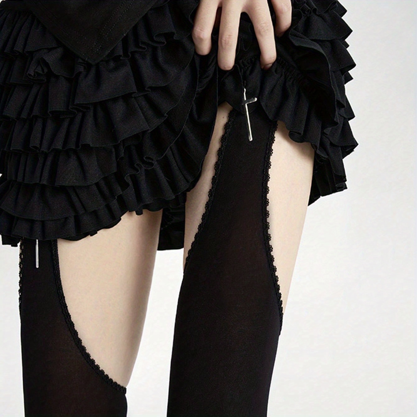1 womens solid velvet garter belt 3d floral lace thigh high - Temu Georgia
