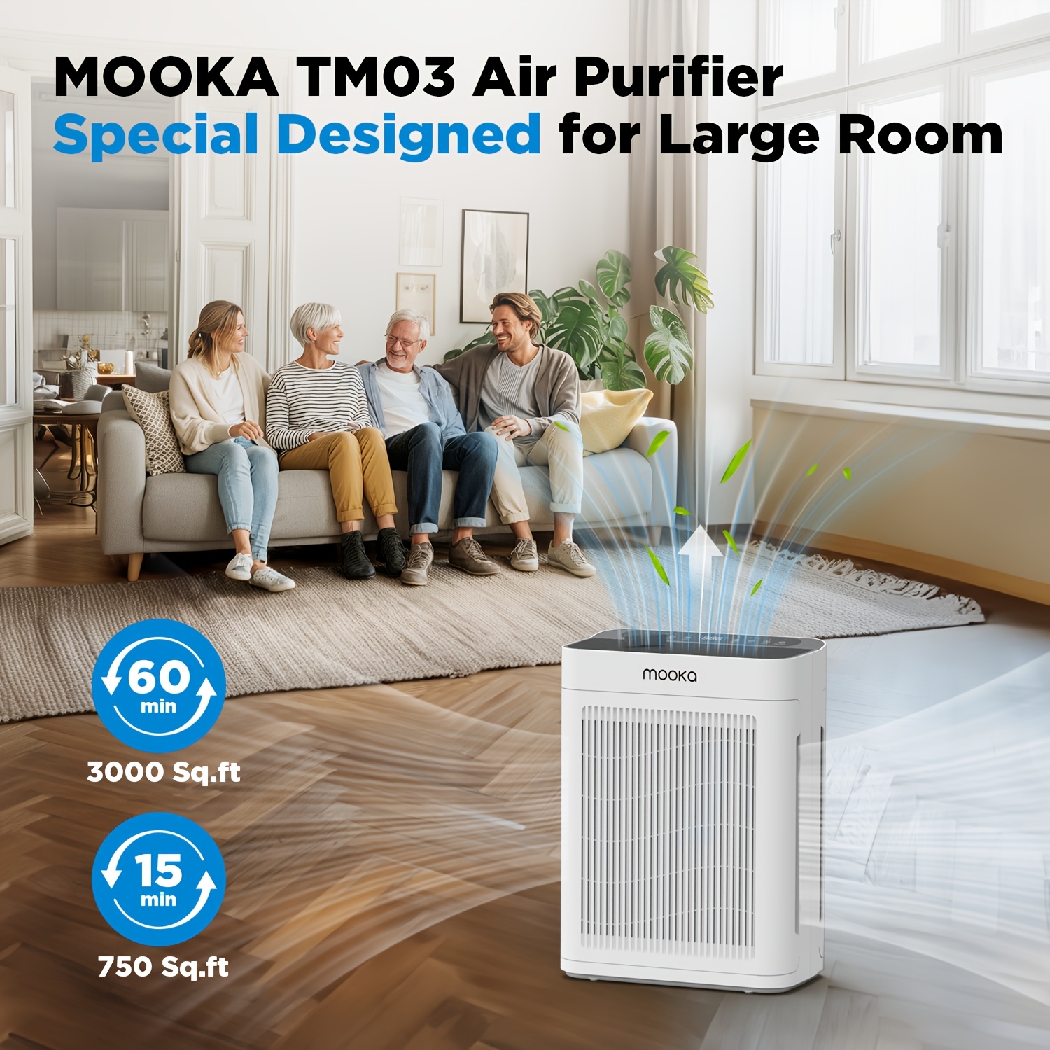 MOOKA Air Purifiers for Home Large Room Covers Up to 3000 Sq.ft,... product image 4