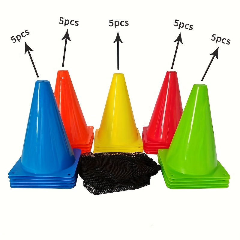 TEMU 25-pack 18cm Multicolor Training Cones Set, Pvc For Soccer, Sports, Field Marker Cones, Unisex-adult Training Equipment