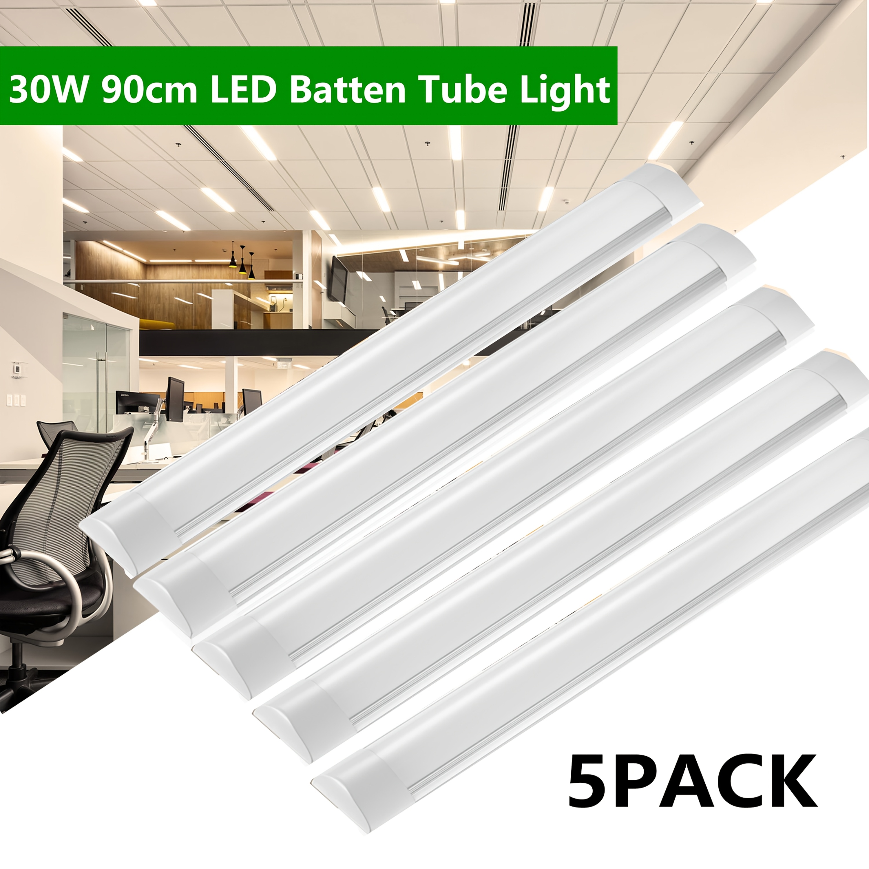 Paket 5 LED Trakov 30W - Nevtralno Bela Svetloba, Trajna Razsvetljava za Delavnice, Pisarne, Delovne , Garaže in Stropne Svetilke - Enostavna