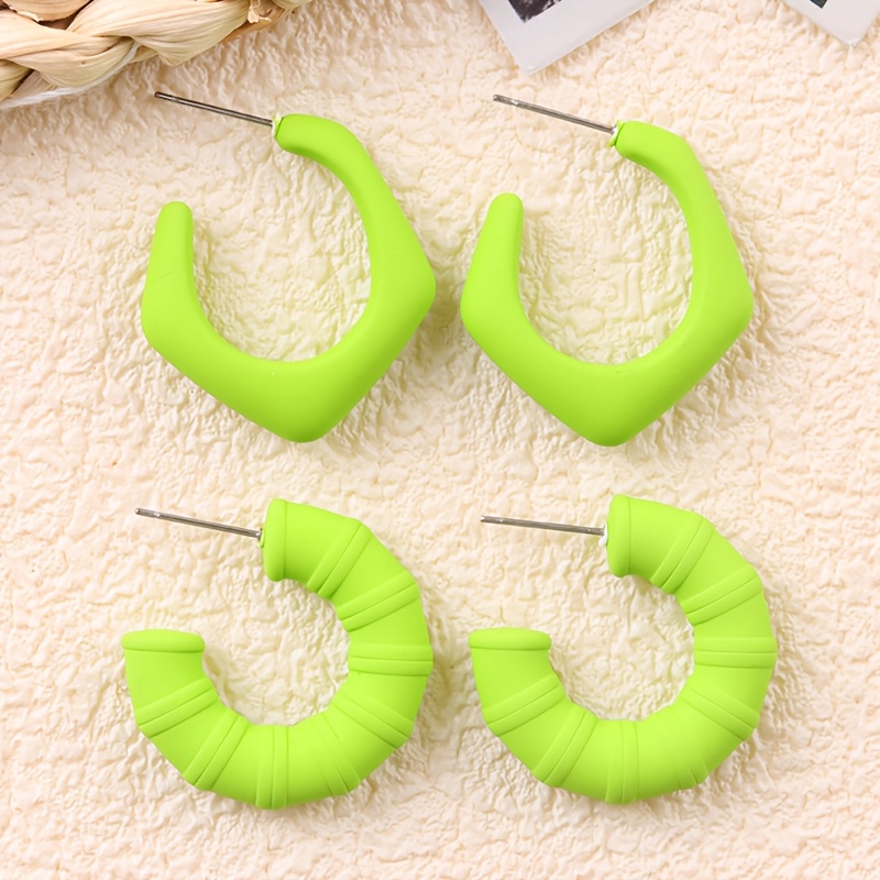 4pc Dopamine Irregular C-circle Crescent Earring Set