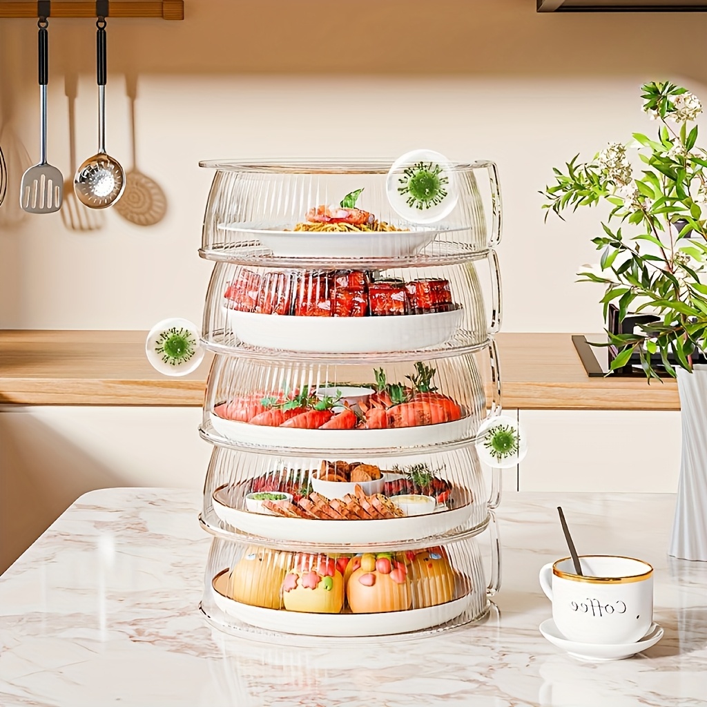 1pc Heavy-Duty Splash Lid Compatible for Microwaves - Heat-Resistant 200°C, 360° Cover with Stackable Lid for Camping, BBQ, Microwave & Use - Suitable for Vegetables, Fruits, Meals (Plastic Lid)