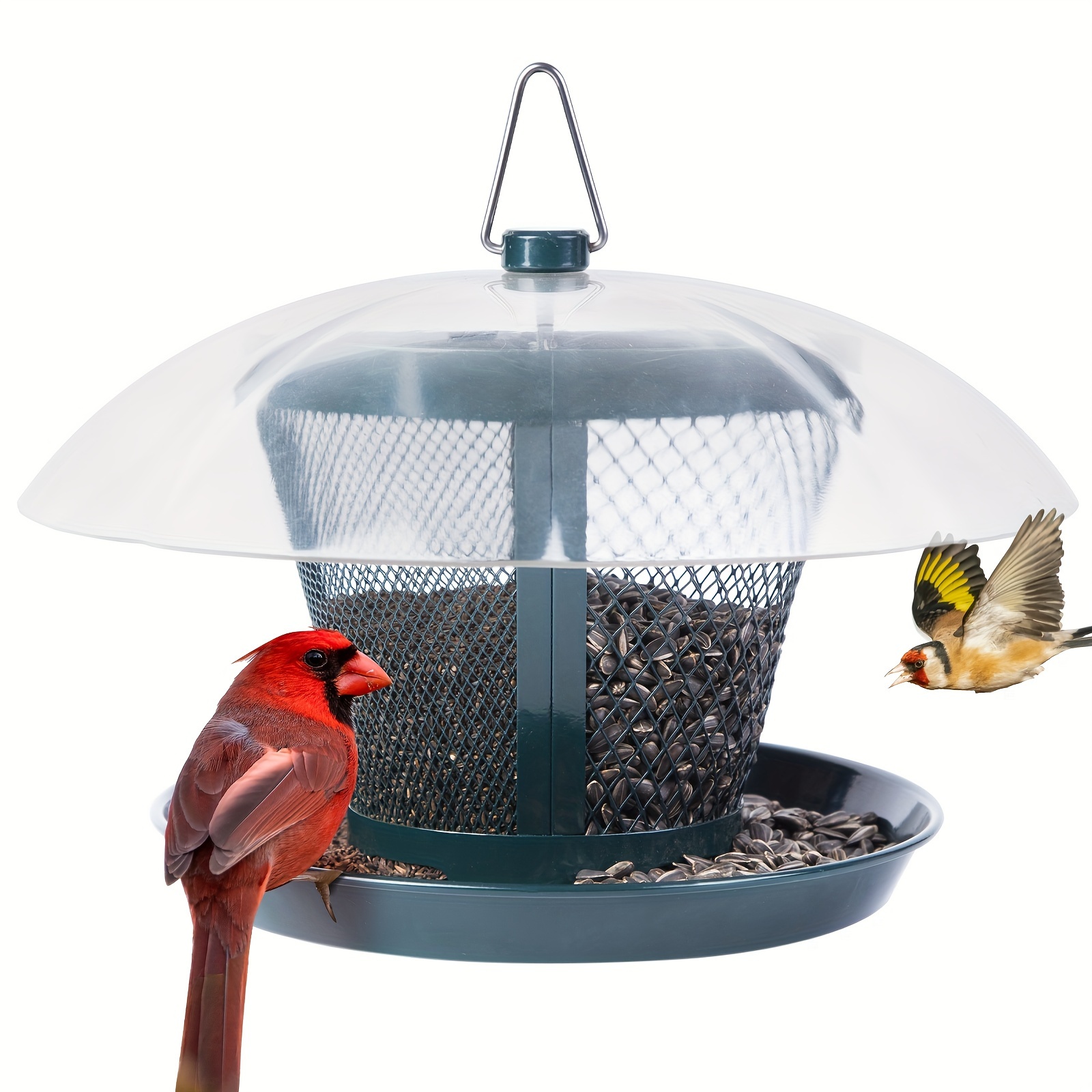 

Kingsyard Bird Feeder For Outside Metal Mesh Wild Bird Feeder With Weatherproof Dome Dual Feeders 2.5 Lbs. Seed Capacity For Finch