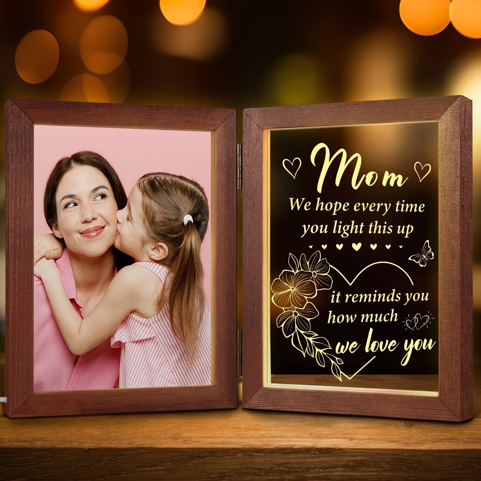 

Mothers Day Gifts For Mom From Daughter Son, Mom Gifts 5x7 Picture Frame With Night Light, Table Night Lamp With Warm Words - Best Mom Ever Gifts First Mother's Day Gifts For New Mom Women Wife