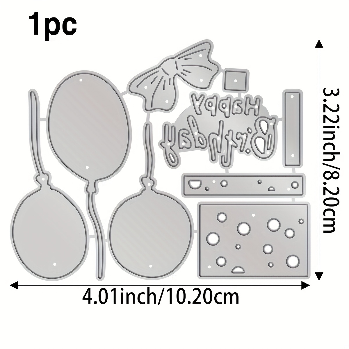 TEMU 1pc Metal Cutting Die - Balloon Gift Box And Happy Birthday Metal Die Cutting, Very Suitable For Diy Book Paper Embossed Card, Greeting Card Making