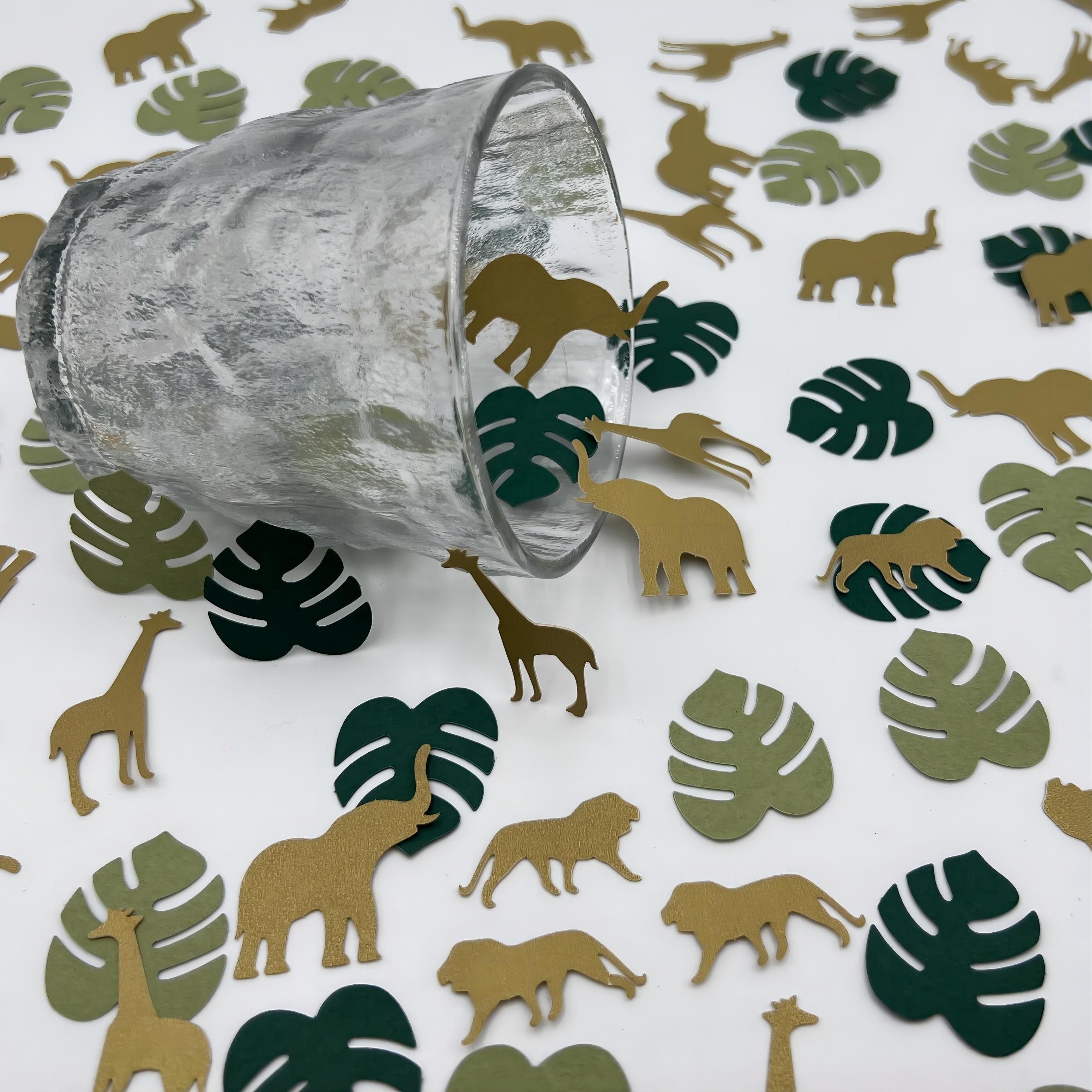 

Jungle Safari Animal Confetti Set Of 100 Pieces - Mixed Color Paper Table Decorations With Elephant, Lion, Giraffe For Birthday And Holiday Party Supplies - Appropriate For Ages 14+