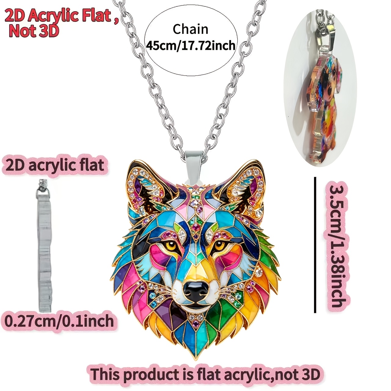 Women's Fashionable Wolf Pattern Acrylic Necklace