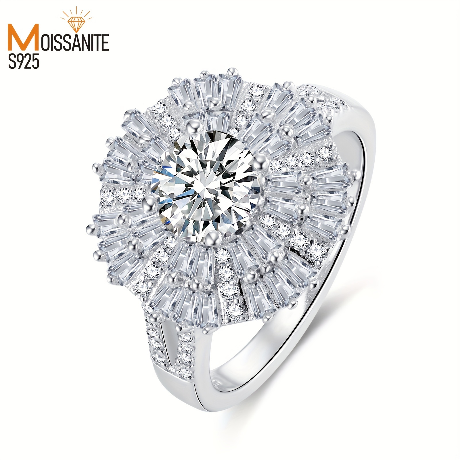 

925 Silver Gorgeous 1 Carat Sparkling Moissanite Ring, Elegant And Lovely Wedding Jewelry. Creative Haute Sense, Elegant Vintage Style, Perfect Christmas Gift, Daily Wear