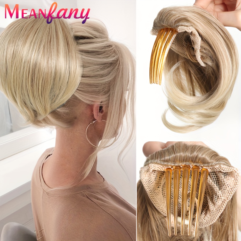 

Chic Mixed Blonde Synthetic Hair Bun With Comb - Easy Drawstring Updo Ponytail Extension For Women Hair Accessories For Women Hair Clips For Women