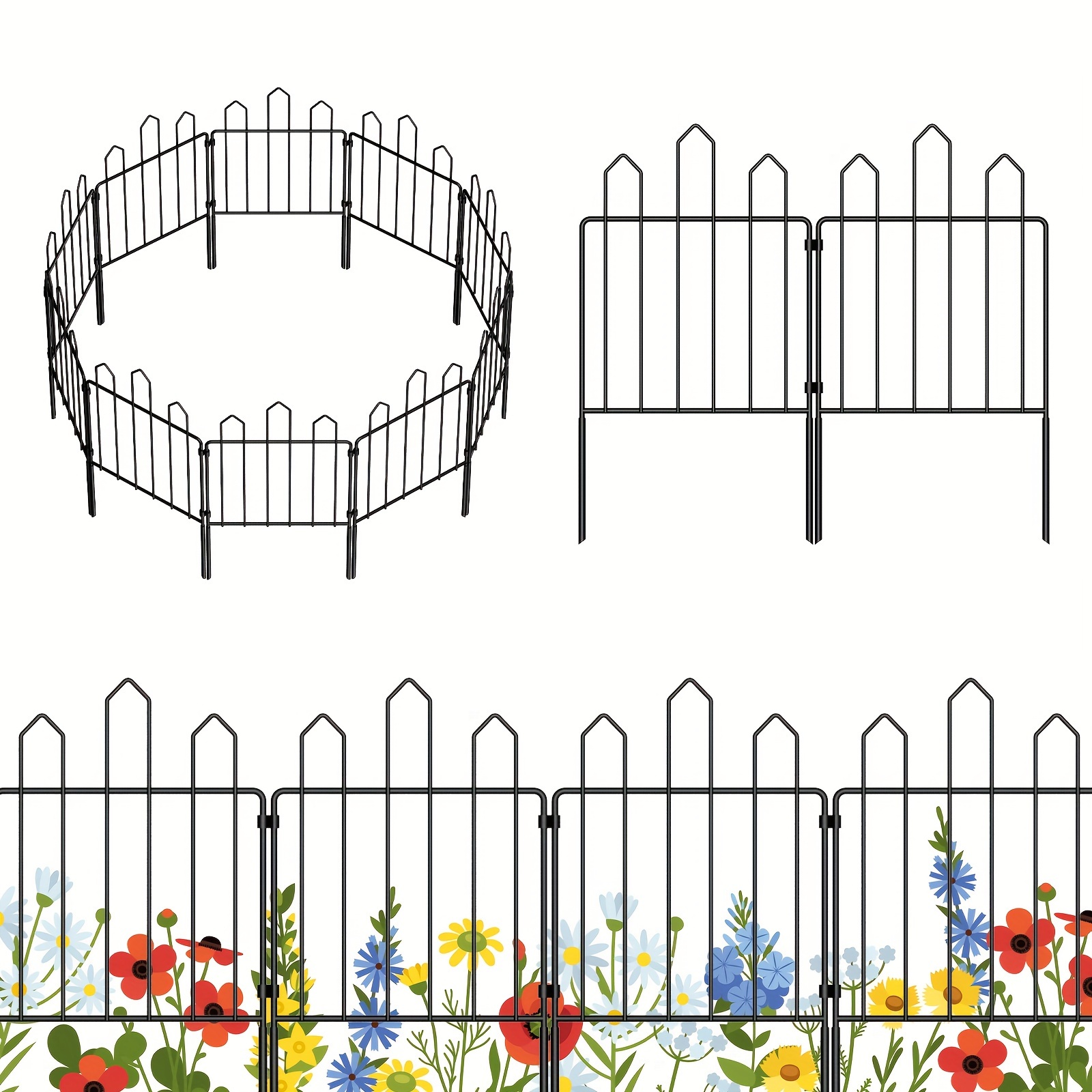 

Decorative Garden Fence 10ft (l) × 23.5in (h), 10 Pack No Dig Rustproof Metal Wire Small Garden Fence For Dogs, Panel Fencing Animal Barrier Fences For Garden, Yard, Patio, Outdoor Decor